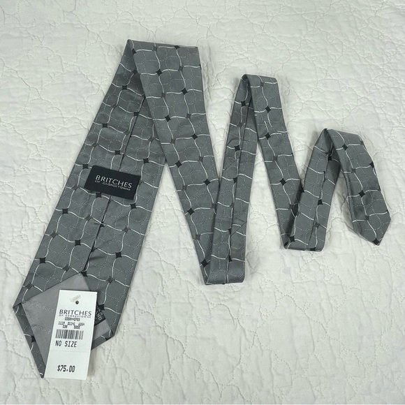 🔥NWT Britches Of Georgetowne Gray Tie 100% Silk Made By Hand In America - Picture 2 of 8